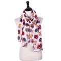 whosale 180*90 women latest new design lovely cat printed voile cotton scarf long animal scarf